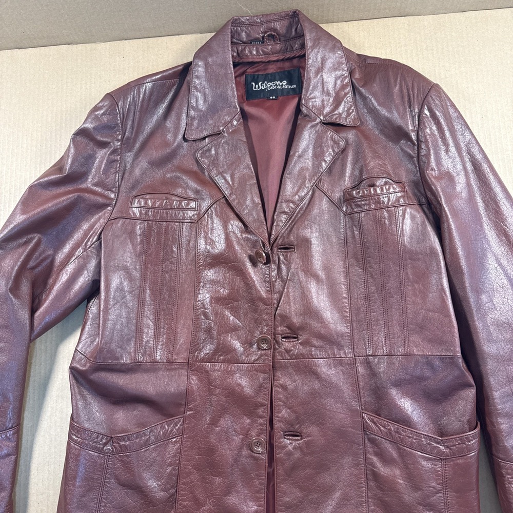 Vintage 70s Wilsons Leather Jacket Burgundy Brown Mens 46